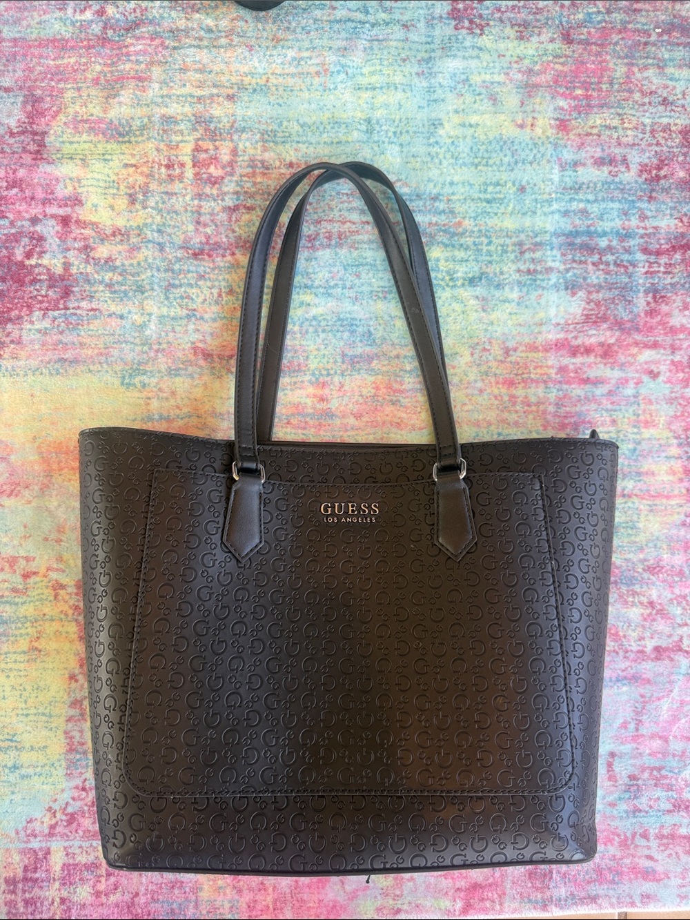 GUESS Brown Embossed Logo Tote